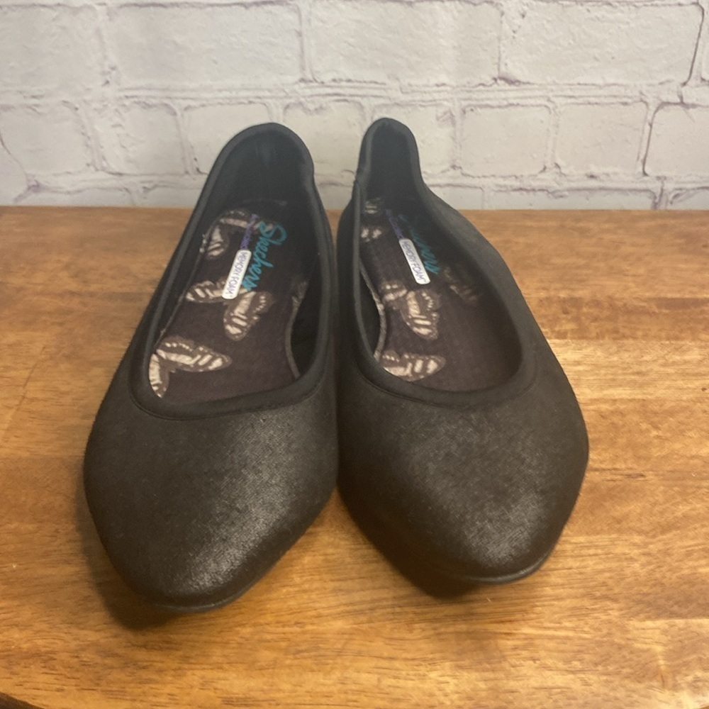 Skechers Black Ballet Flats Comfy Slip On Round Toe Fabric Shoes Size 10 - Picture 5 of 13